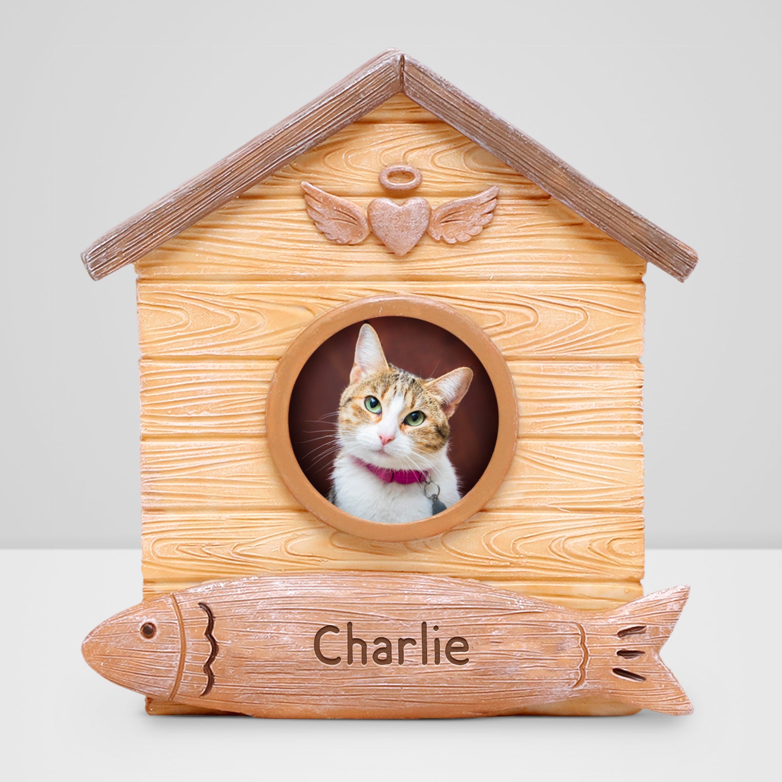 Custom Cat Cremation Urn with Photo Frame Personalized Pet Loss Memorial Gift - MACIFECI