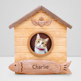 Custom Cat Cremation Urn with Photo Frame Personalized Pet Loss Memorial Gift - MACIFECI