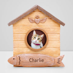 Custom Cat Cremation Urn with Photo Frame Personalized Pet Loss Memorial Gift - MACIFECI