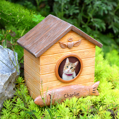 Custom Cat Cremation Urn with Photo Frame Personalized Pet Loss Memorial Gift - MACIFECI
