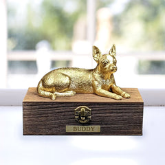 Custom Chihuahua Ashes Boxes Engraved with Name Plate for Urn - MACIFECI