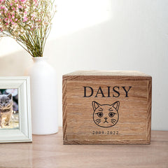 Custom Handcrafted Wooden Pet Cremation Urn with Name Personalized Dog Memorial Box - MACIFECI