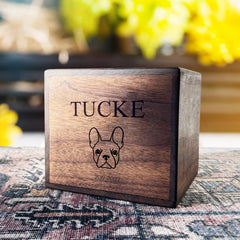 Custom Handcrafted Wooden Pet Cremation Urn with Name Personalized Dog Memorial Box - MACIFECI