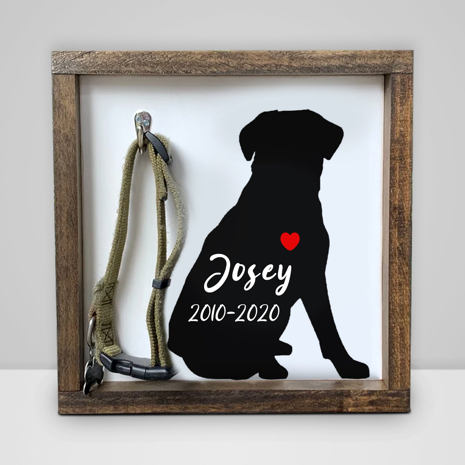 Custom Pet Collar Memorial Frame Personalized Dog Memorial Picture Frame with Collar Hook - MACIFECI