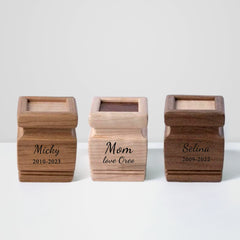 Custom Pet Cremation Urns Box with Name Personalized Solid Wood Square Keepsake Urn - MACIFECI
