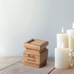 Custom Pet Cremation Urns Box with Name Personalized Solid Wood Square Keepsake Urn - MACIFECI
