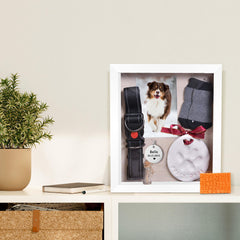 Custom Pet Memorial Box Personalized Dog Remembrance Shadow Box with Clay Paw Print - MACIFECI