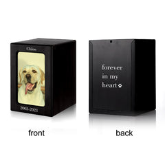 Custom Pet Memorial Urn Box with Photo for Ashes Personalized Dog Cremation Keepsake - MACIFECI