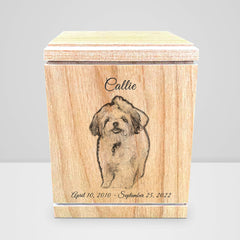 Custom Wood Pet Urn with Engraved Keepsake Cremation Memorial Box Perfect for Dog/Cat - MACIFECI