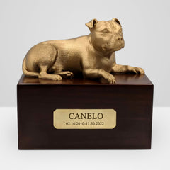 Custom Wooden Pet Urns Staffordshire Bull Terrier Ashes Box with Name - MACIFECI