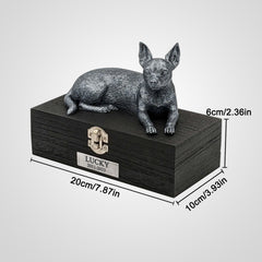 Customized Wooden Pet Memorial Urn with Name for Dog Ashes - Chihuahua - MACIFECI