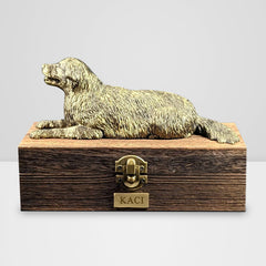Personalized Golden Retriever Ashes Box Handcrafted Wood Urn with Custom Name Plaque - MACIFECI
