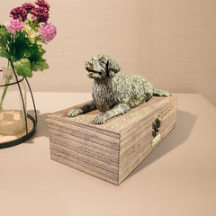 Personalized Golden Retriever Ashes Box Handcrafted Wood Urn with Custom Name Plaque - MACIFECI