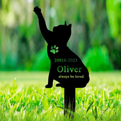 Personalized Metal Pet Memorial Stake for Cat and Dog Loss Custom Grave Marker for Cemetery, Garden - MACIFECI