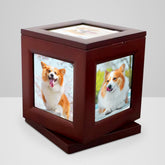Personalized Wood Pet Cremation Urns for Dog and Cat Customized Memorial Photo Frame Rotating Urn - MACIFECI