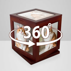 Personalized Wood Pet Cremation Urns for Dog and Cat Customized Memorial Photo Frame Rotating Urn - MACIFECI