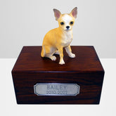 Personalized Wooden Chihuahua Ashes Boxes with Name Plate for Urn - MACIFECI
