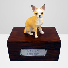 Personalized Wooden Chihuahua Ashes Boxes with Name Plate for Urn - MACIFECI