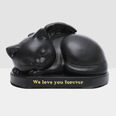 Resin Pet Memorial Urn for Cats Elegant Keepsake Urn for Ashes with Angel Wing - MACIFECI