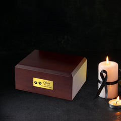 Walnut Custom Pet Memorial Urns Personalized Engraved Cremation Keepsakes for Dogs & Cats - MACIFECI