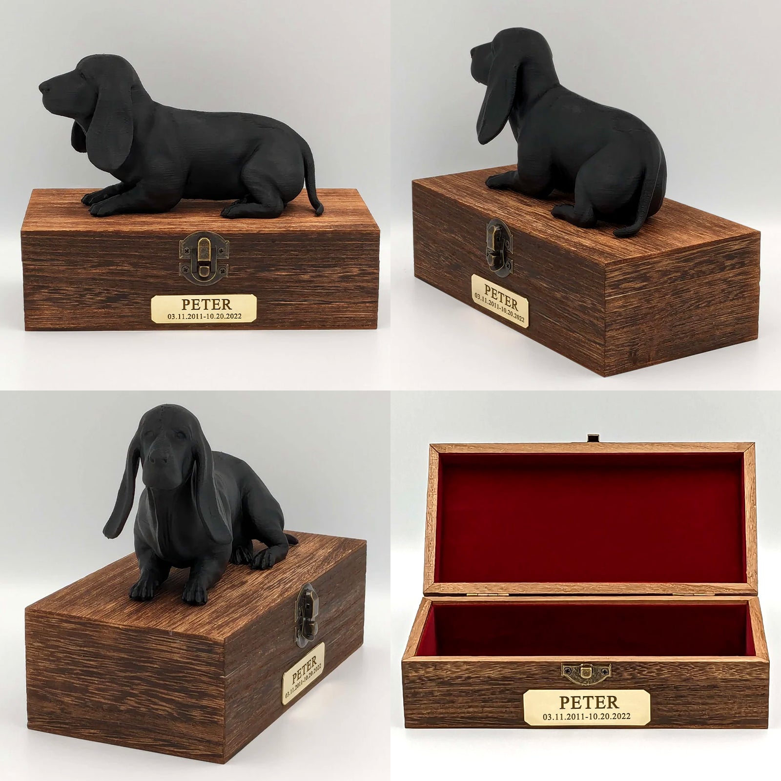 Basset Hound Custom Engraved Urn Personalized Pet Ashes Box - MACIFECI