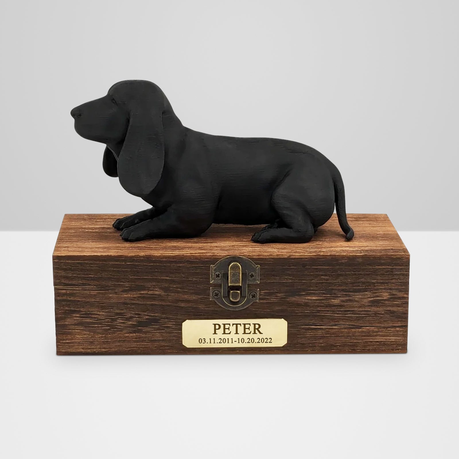 Basset Hound Custom Engraved Urn Personalized Pet Ashes Box - MACIFECI