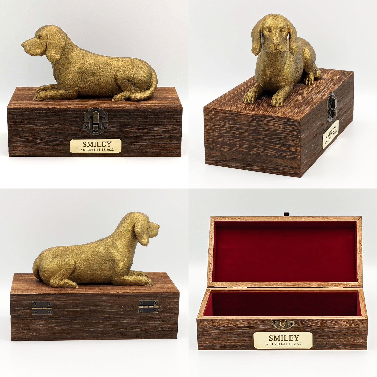 Custom Beagle Ashes Urn with Metal Plaque Personalized Pet Memorial Box for Dog - MACIFECI