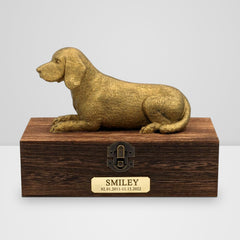 Custom Beagle Ashes Urn with Metal Plaque Personalized Pet Memorial Box for Dog - MACIFECI