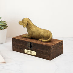 Custom Beagle Ashes Urn with Metal Plaque Personalized Pet Memorial Box for Dog - MACIFECI