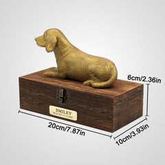 Custom Beagle Ashes Urn with Metal Plaque Personalized Pet Memorial Box for Dog - MACIFECI