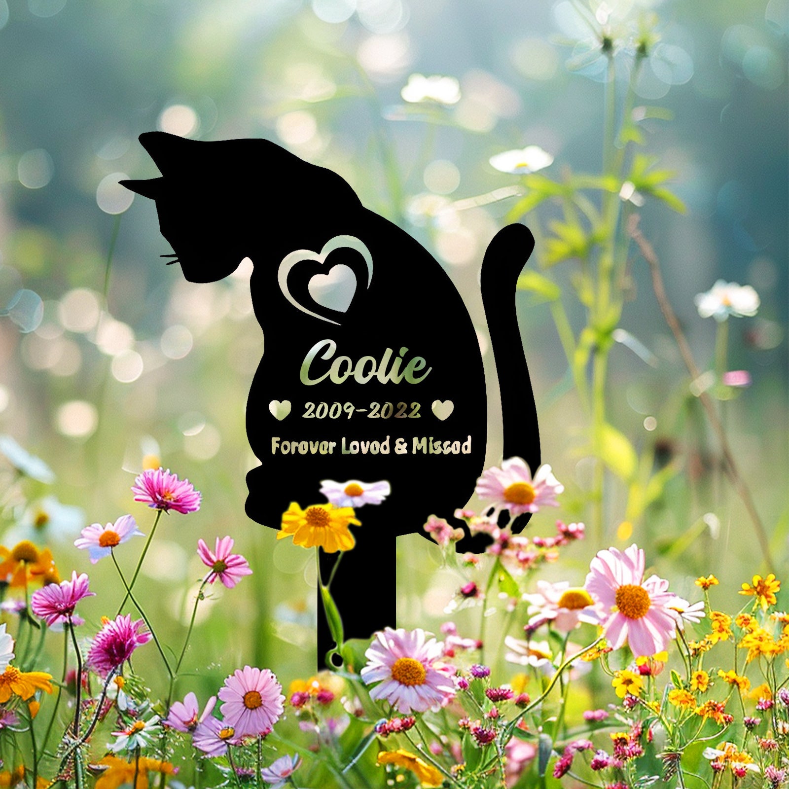 Custom Cat Memorial Plaque Personalized Pet Name Plaque for Garden - MACIFECI