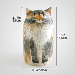 Custom Ceramic Cat Memorial Urn with Name Personalized Cat Shaped Urn for Ashes - MACIFECI