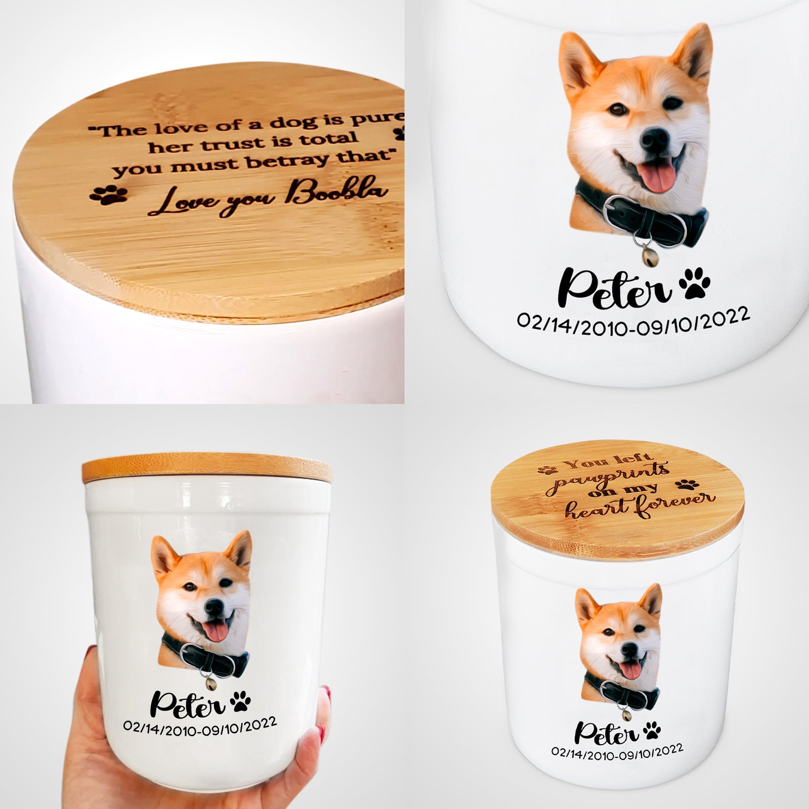 Custom Ceramic Pet Memorial Urns for Dog Ashes - MACIFECI