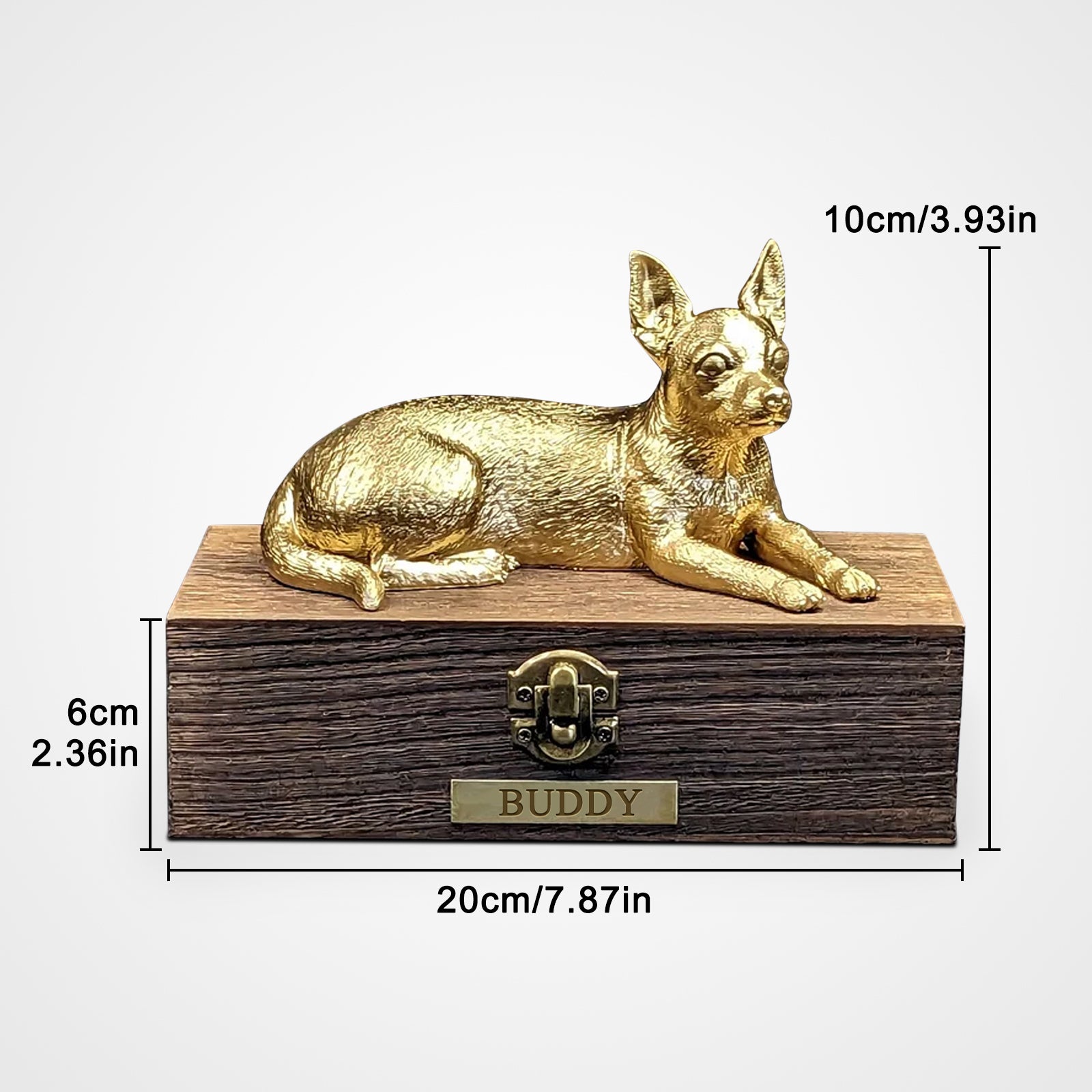 Custom Chihuahua  Ashes Boxes Engraved with Name Plate for Urn - MACIFECI