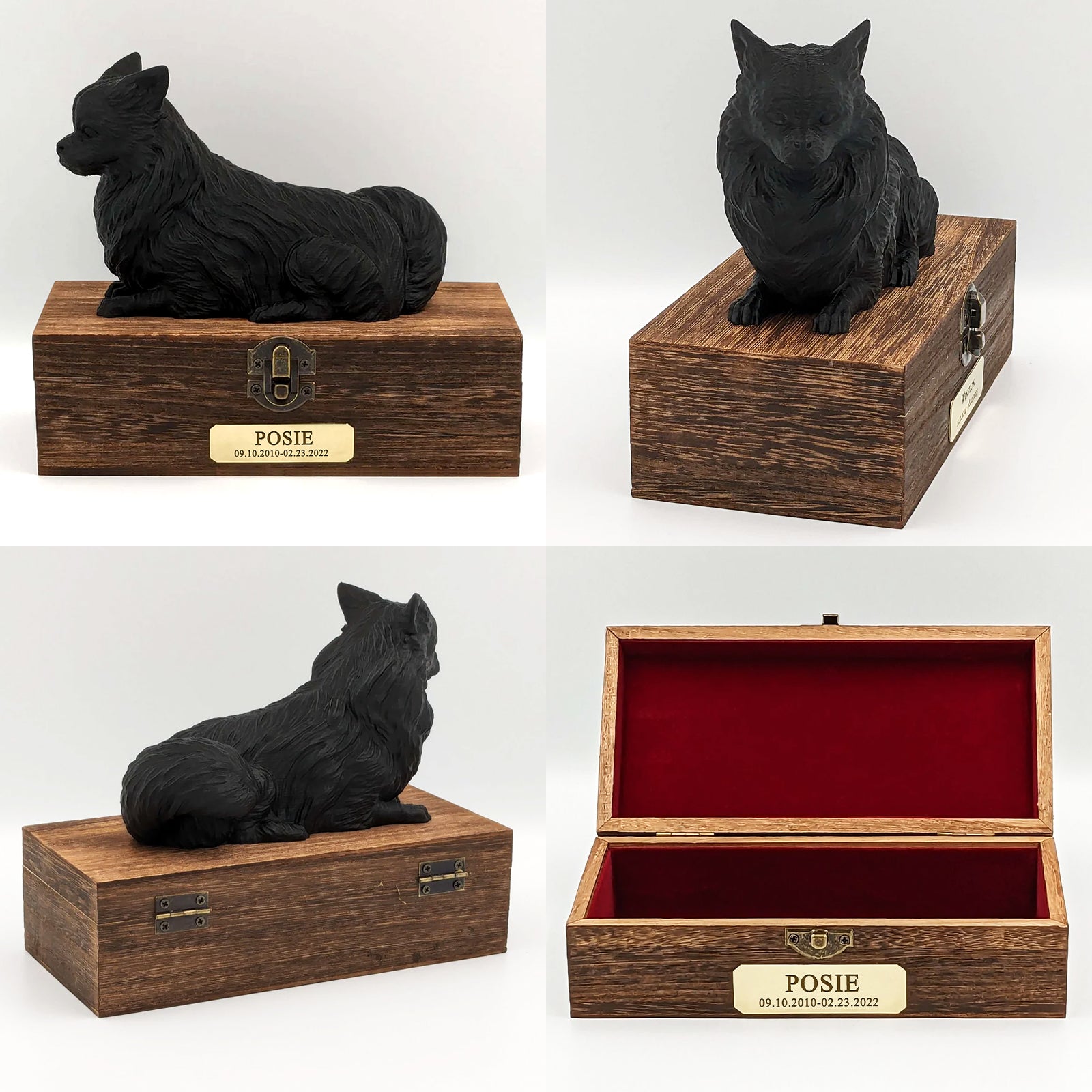 Custom Chihuahua Ashes Box with Metal Plaque Personalized Pet and Dog Urn for Memories - MACIFECI