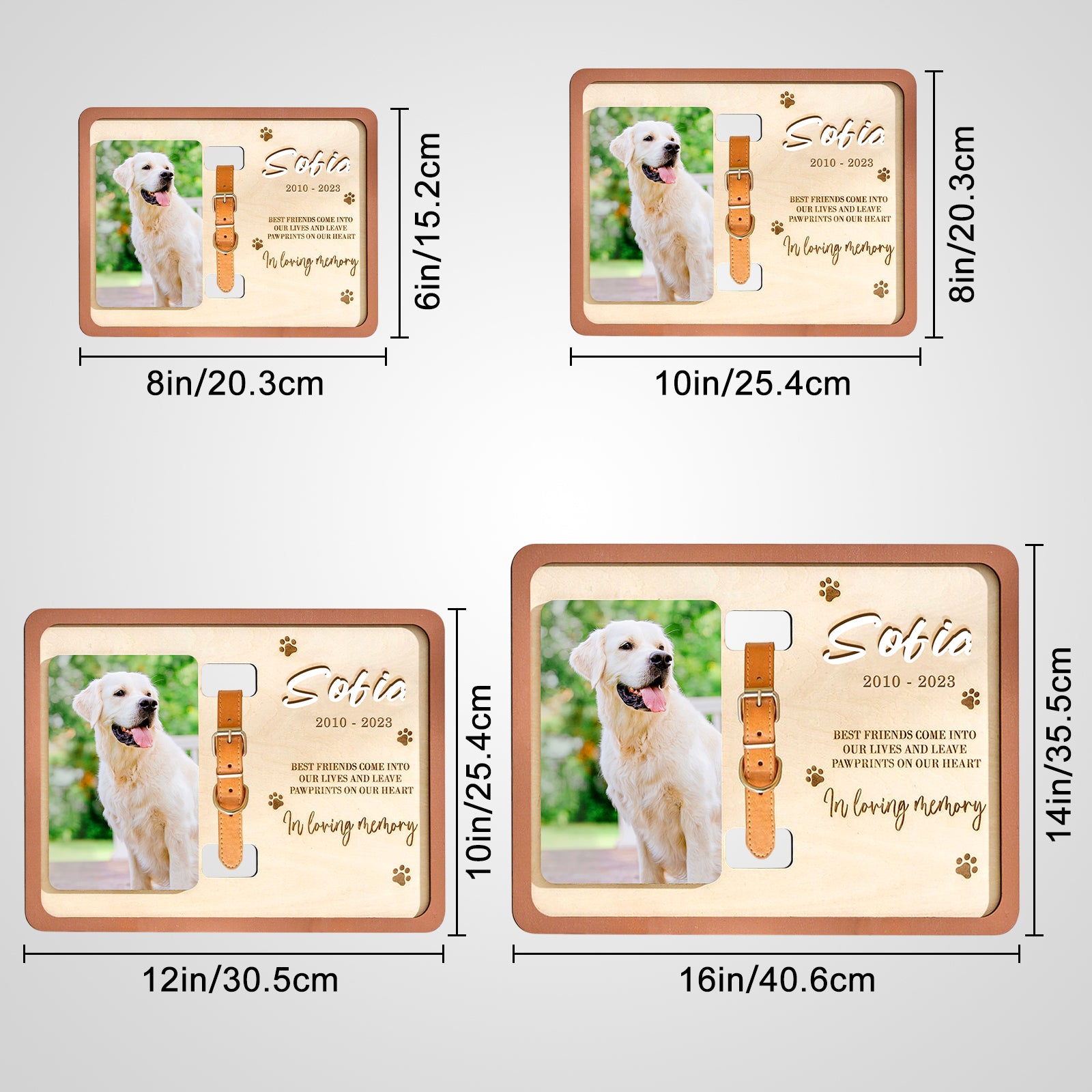 Custom Dog Remembrance Picture Frame with Collar Personalized Cat Memorial Frame For Pet Lovers - MACIFECI