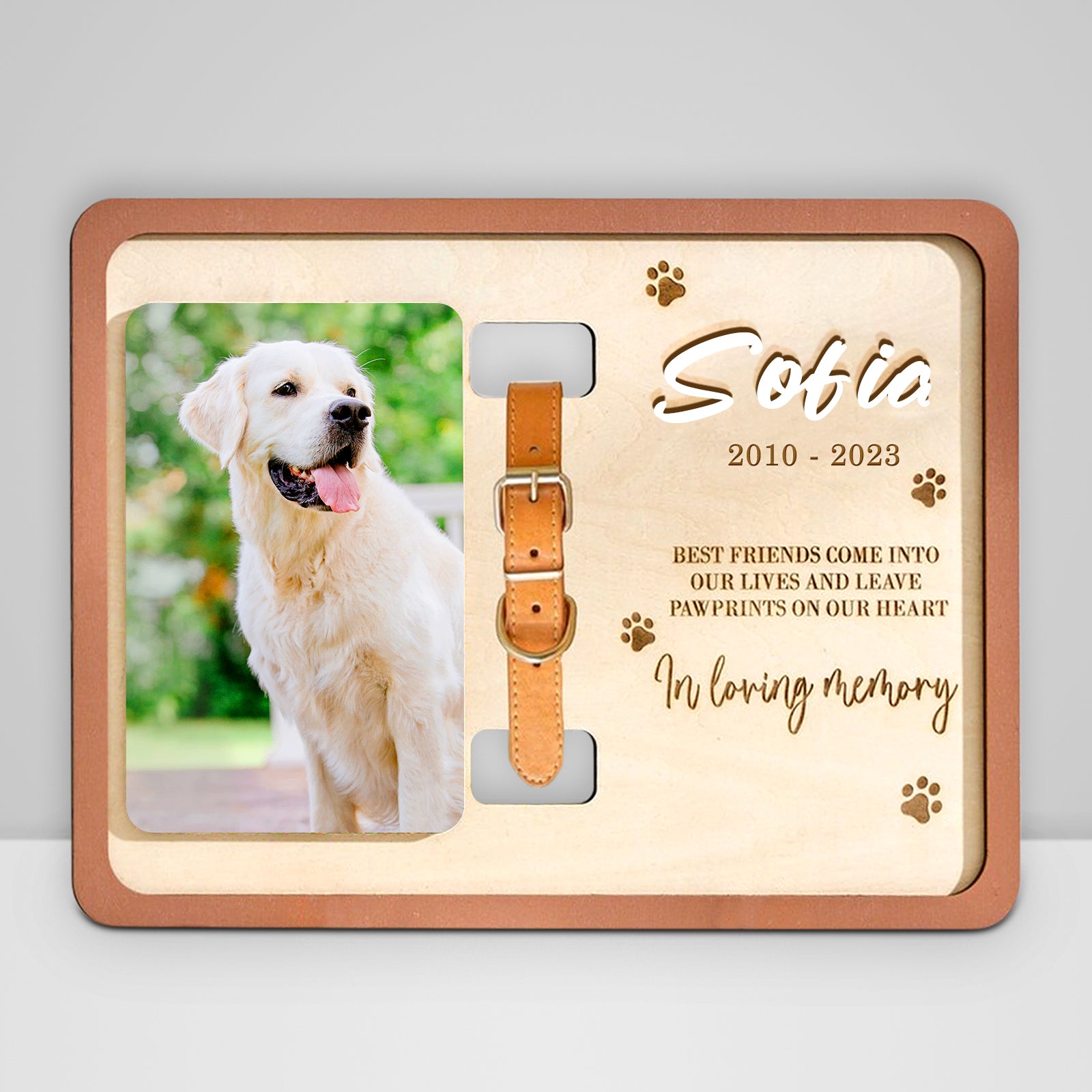 Custom Dog Remembrance Picture Frame with Collar Personalized Cat Memorial Frame For Pet Lovers - MACIFECI