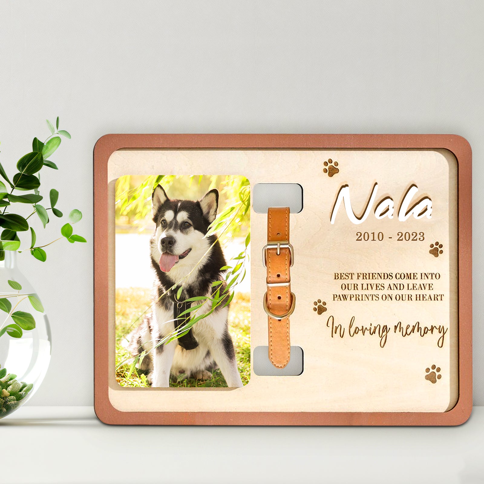 Custom Dog Remembrance Picture Frame with Collar Personalized Cat Memorial Frame For Pet Lovers - MACIFECI