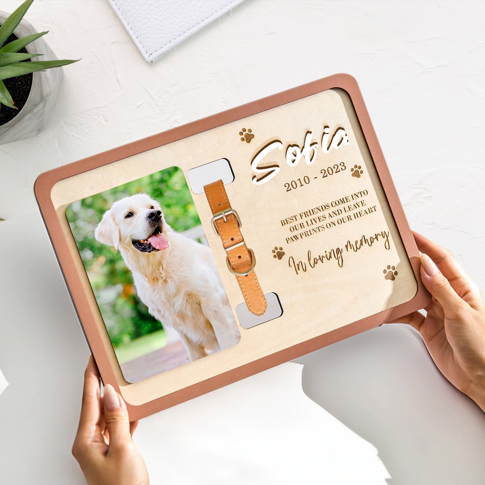 Custom Dog Remembrance Picture Frame with Collar Personalized Cat Memorial Frame For Pet Lovers - MACIFECI