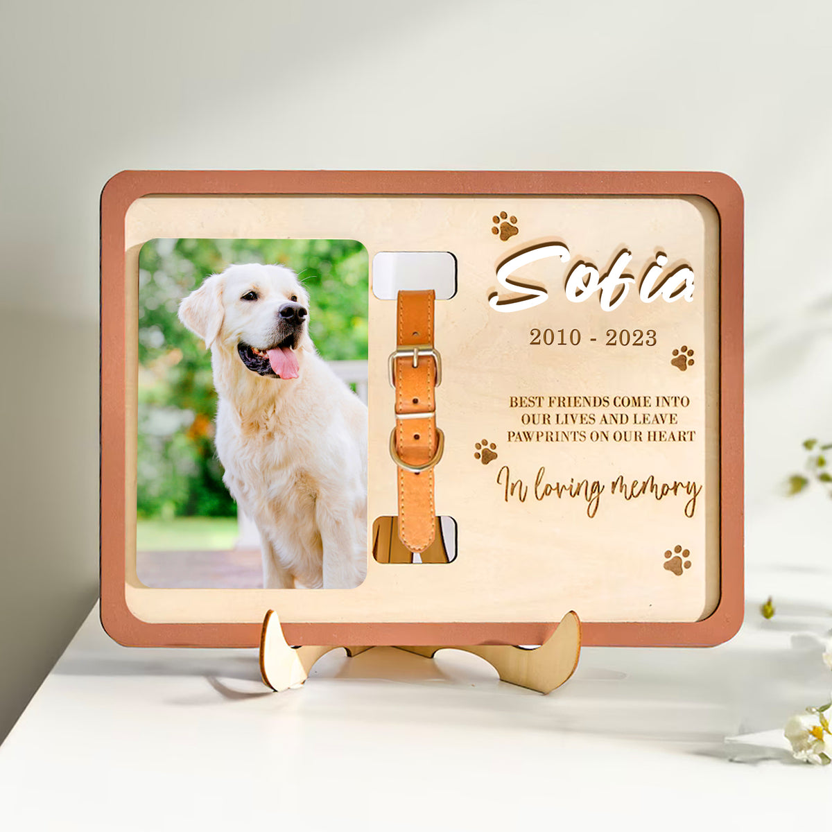 Custom Dog Remembrance Picture Frame with Collar Personalized Cat Memorial Frame For Pet Lovers - MACIFECI