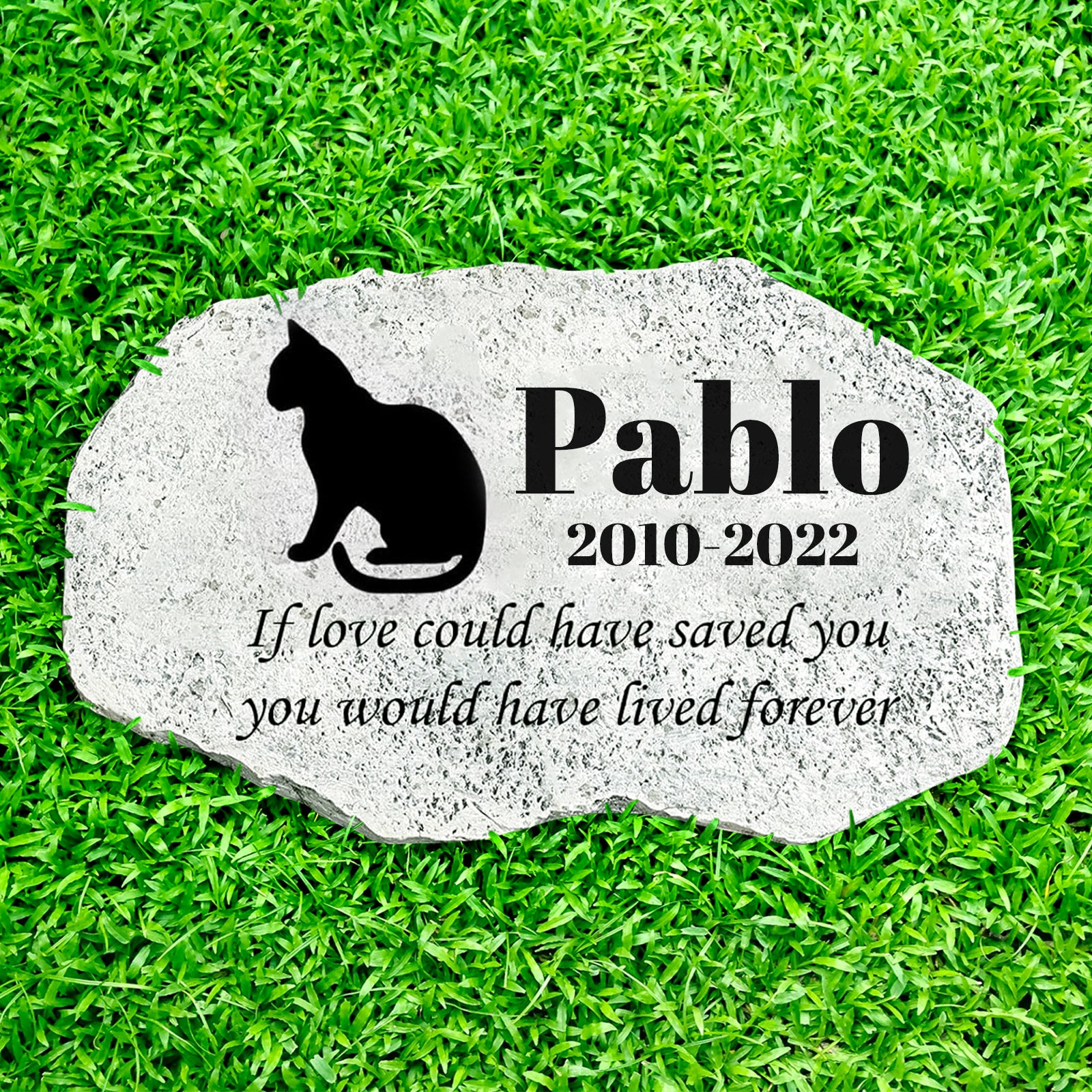 Custom Engraved Pet Grave Stones Personalized Cat Memorial Plaque for Garden or Lawn - MACIFECI