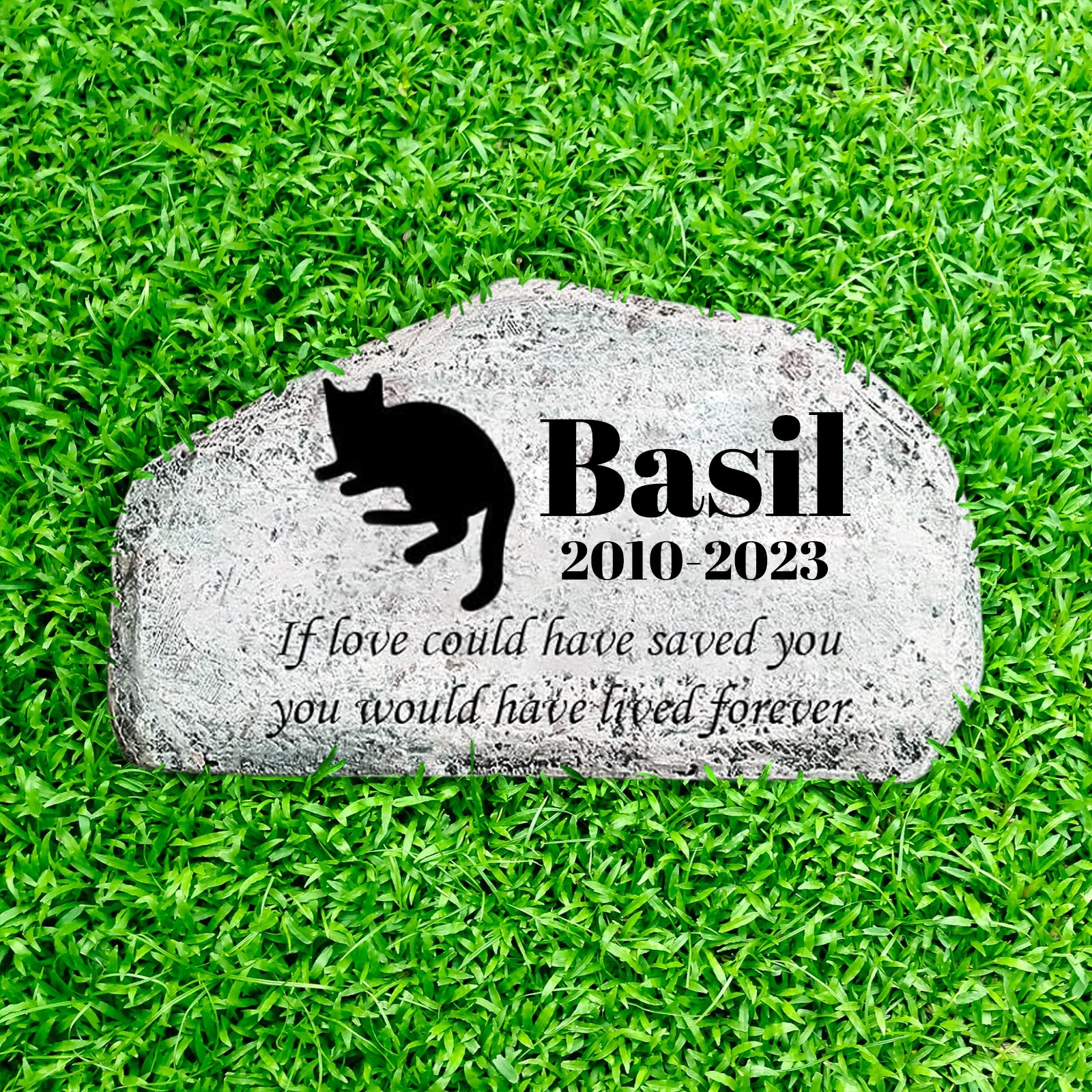 Custom Engraved Pet Grave Stones Personalized Cat Memorial Plaque for Garden or Lawn - MACIFECI