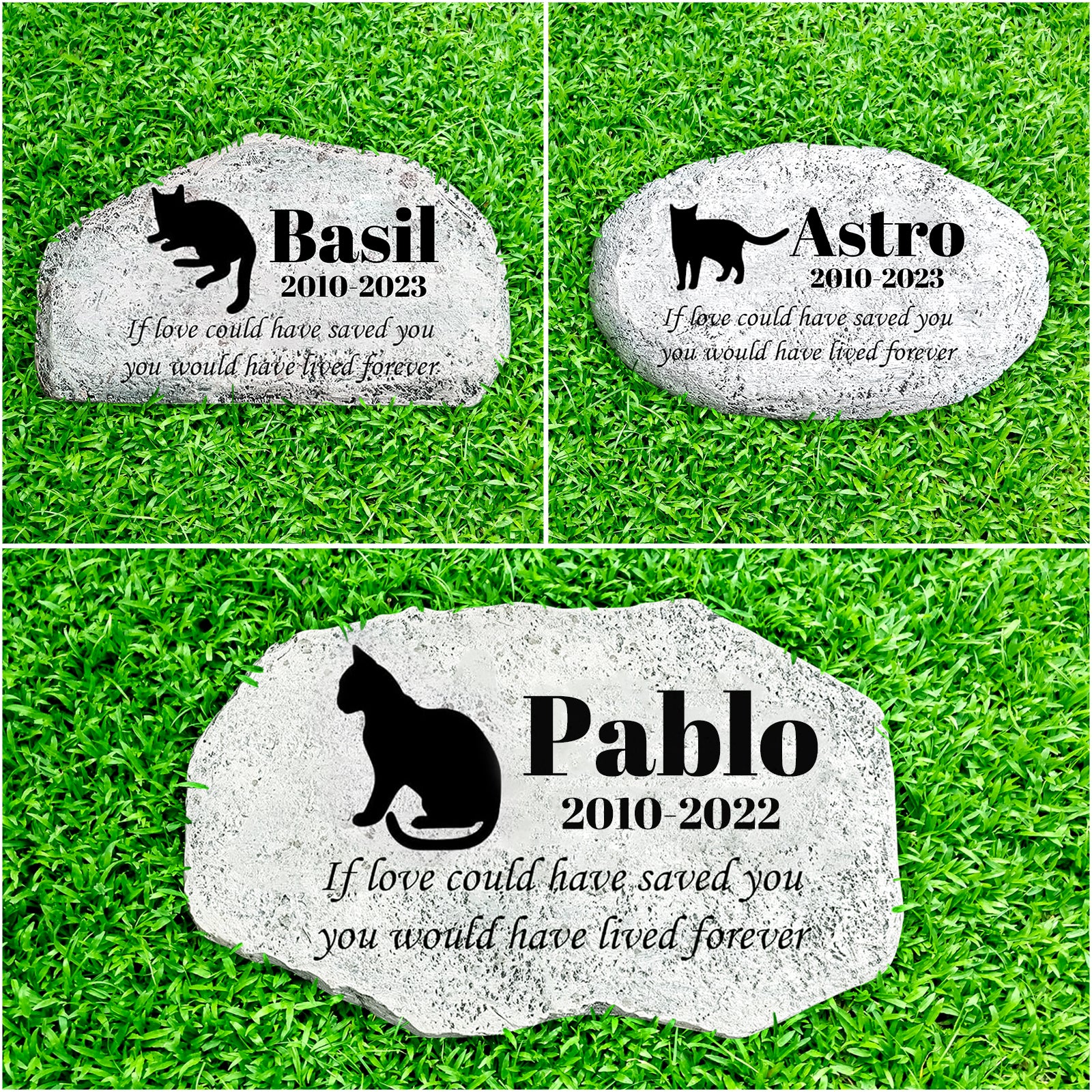 Custom Engraved Pet Grave Stones Personalized Cat Memorial Plaque for Garden or Lawn - MACIFECI