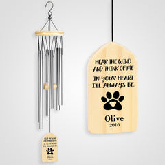 Custom Engraved Wind Chime with Name Personalized Pet Memorial Gift for Loss of Dog - MACIFECI