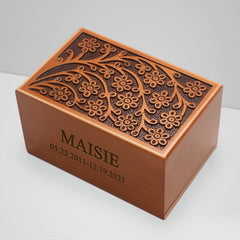 Custom Engraved Wooden Pet Urn Personalized Keepsake Cremation Memorial Box for Dog Ashes - MACIFECI