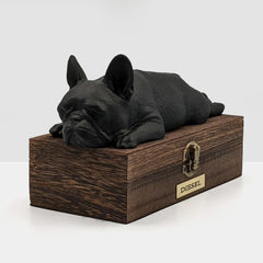 Custom French Bulldog cremation urn for ash Personalized Pet Urn Wooden Box with Name - MACIFECI