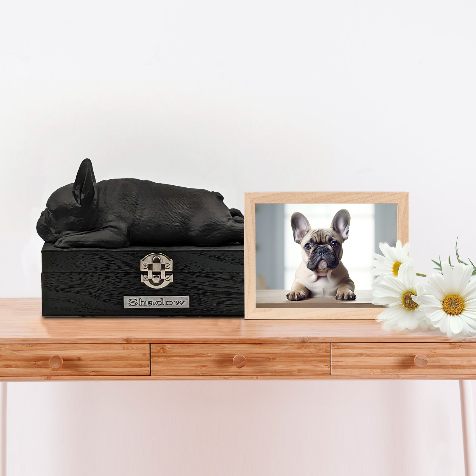 Custom French Bulldog cremation urn for ash Personalized Pet Urn Wooden Box with Name - MACIFECI