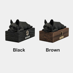 Custom French Bulldog cremation urn for ash Personalized Pet Urn Wooden Box with Name - MACIFECI