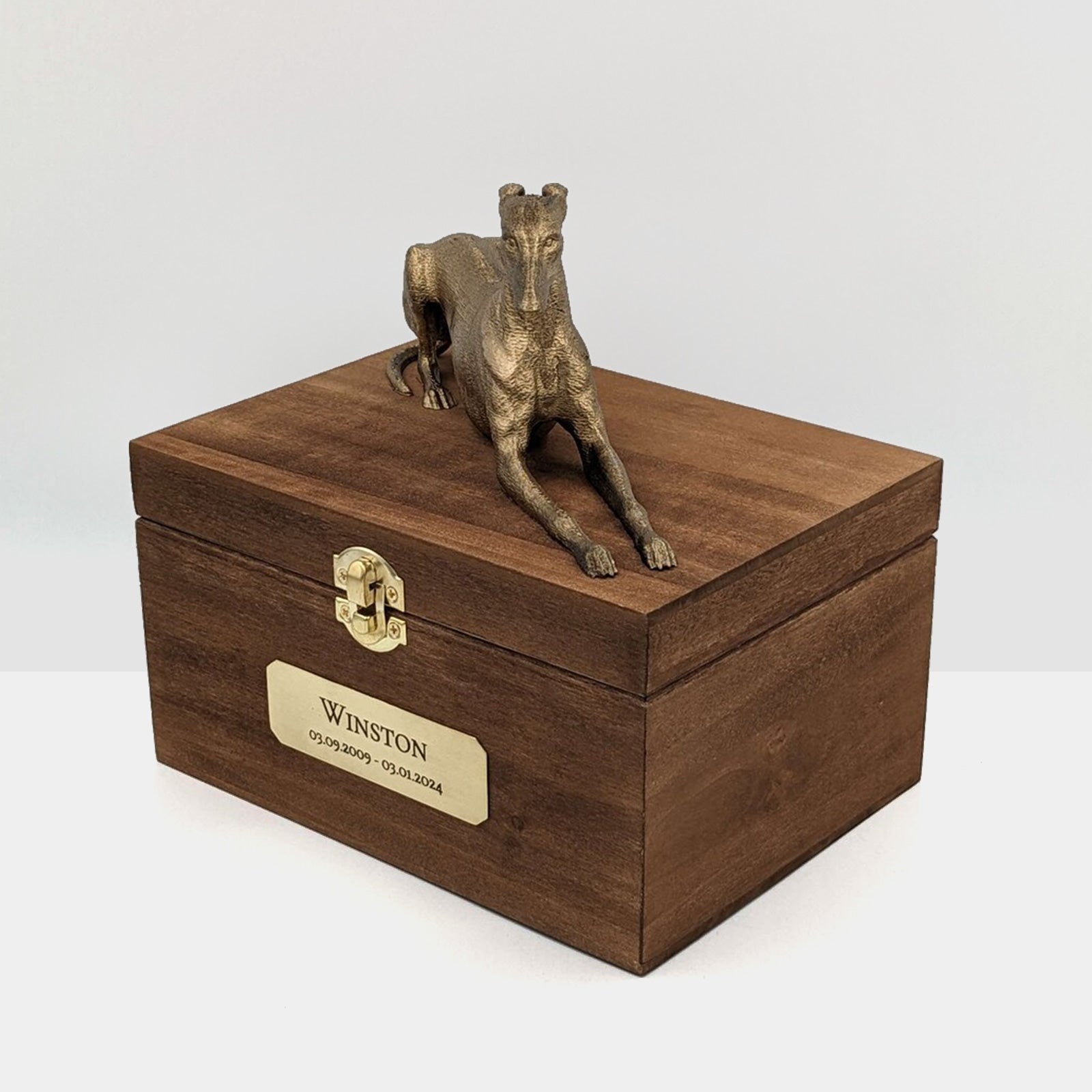 Custom Greyhound Ashes Box With Engraved Name Plate For Urn - MACIFECI