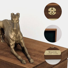 Custom Greyhound Ashes Box With Engraved Name Plate For Urn - MACIFECI